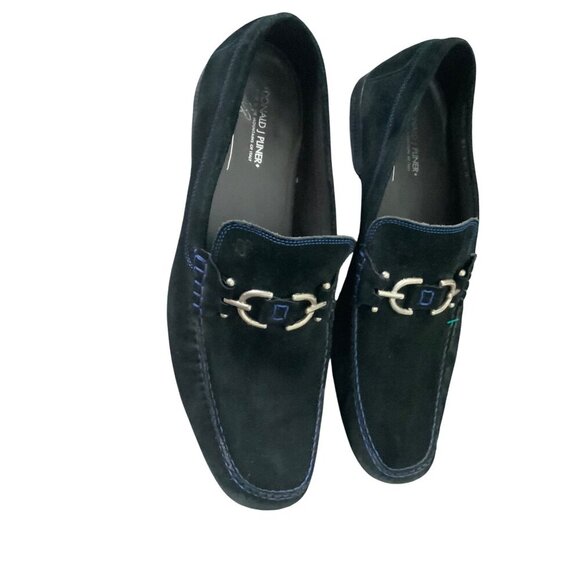 Donald Pliner Dacio navy suede loafer silver horse bit size 14 excellent main image 6